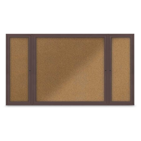United Visual Products Indoor Enclosed Combo Board, 48"x36", Gold Frame/Grey & Cork UVCB4836G-GREY-CORK